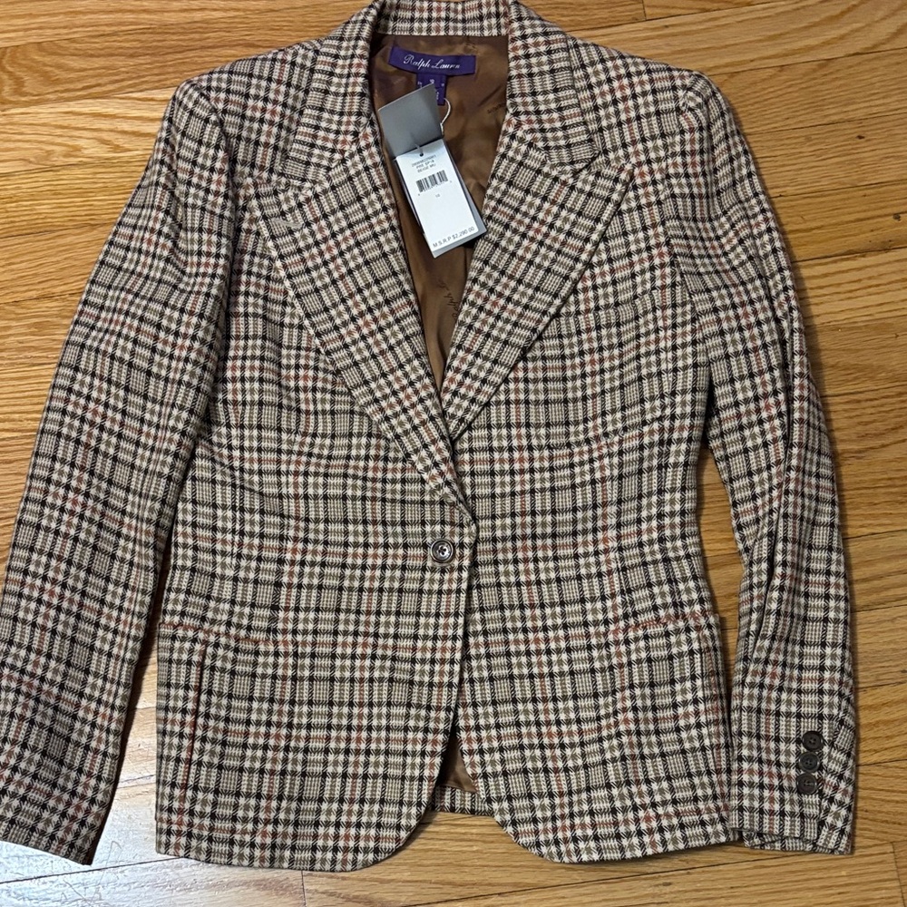 Ralph Lauren Purple Label Tan Plaid Blazer